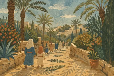 Palm Sunday Stone Path in Mediterranean Garden