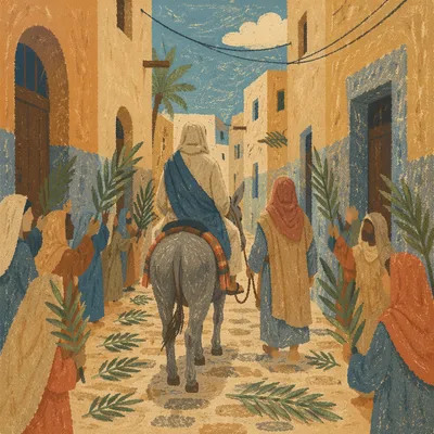 Palm Sunday Donkey Procession Through Ancient Alley