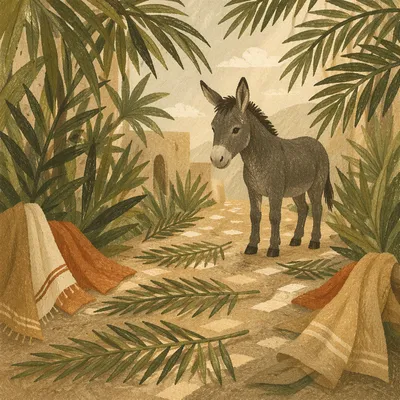 Palm Sunday Donkey on Cloaked Path