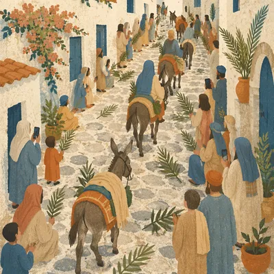 Palm Sunday Donkey Procession Village Lane