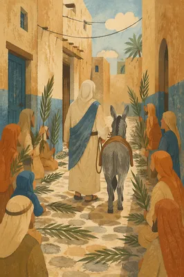 Palm Sunday Donkey on Cloak Lined Alley