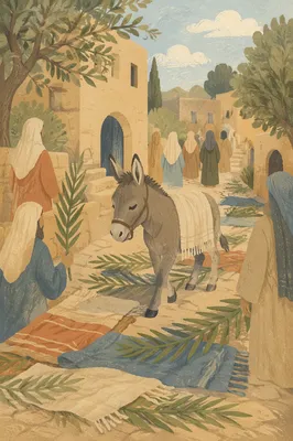 Palm Sunday Donkey on Cloaked Path