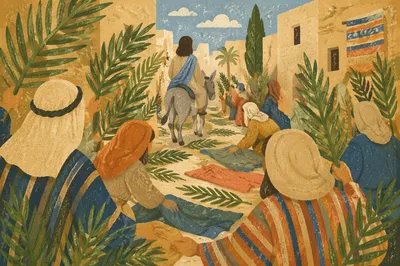 Palm Sunday Donkey Procession on Village Path