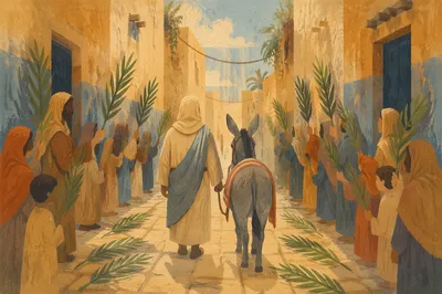 Palm Sunday Donkey Along Cloaked Alley