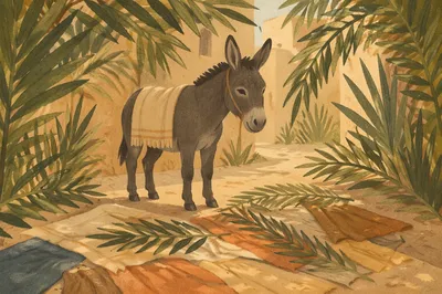 Palm Sunday Donkey on Cloaked Path