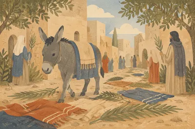 Palm Sunday Donkey on Cloaked Path