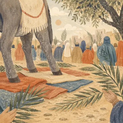 Palm Sunday Donkey on Cloaked Path