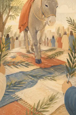 Palm Sunday Donkey on Cloaked Path