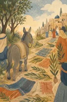 Palm Sunday Donkey on Cloaked Path