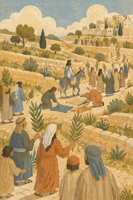 Palm Sunday Procession on Limestone Hillside