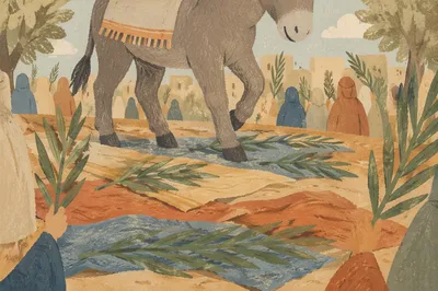 Palm Sunday Donkey on Cloaked Path