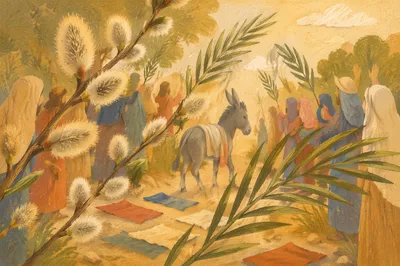 Palm Sunday Donkey Path Celebration Scene