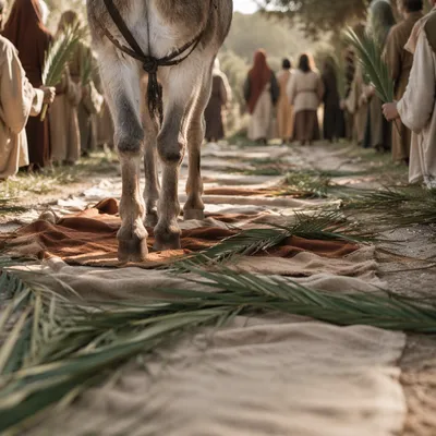 Palm Sunday Donkey on Cloaked Path