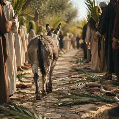 Palm Sunday Donkey on Cloaked Path