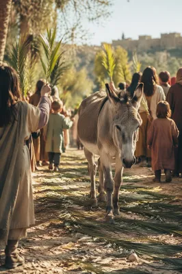 Palm Sunday Donkey on Village Path