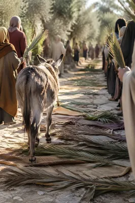 Palm Sunday Donkey on Cloaked Path