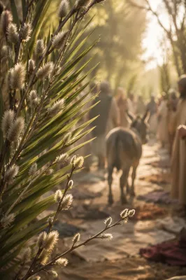 Palm Sunday Donkey Path Celebration Scene