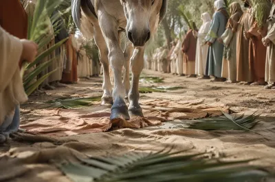 Palm Sunday Donkey on Cloaked Path