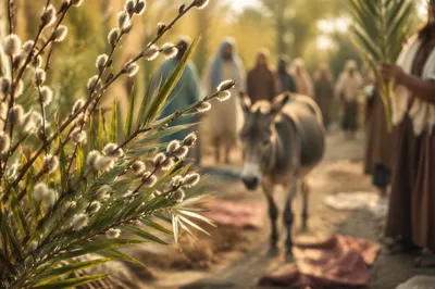 Palm Sunday Donkey Path Celebration Scene