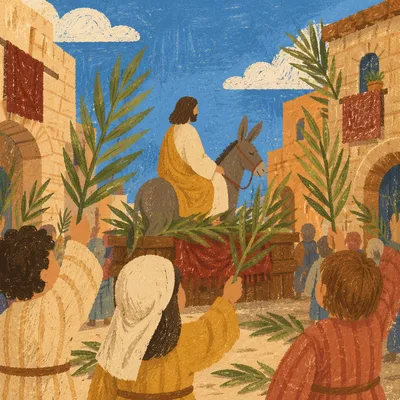 Palm Sunday Children’s Procession in Spring Light