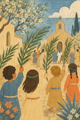 Children Waving Palms on Palm Sunday