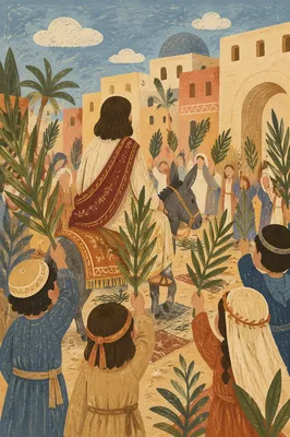 Children Waving Palms in Sunday Procession