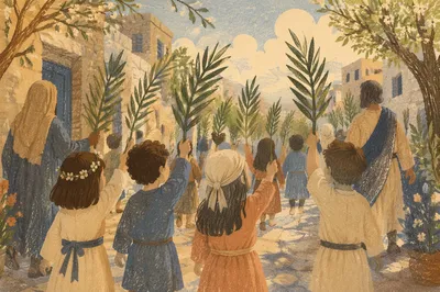 Children Waving Palms on Palm Sunday