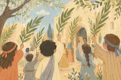 Children Waving Palms on Palm Sunday