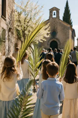 Children in Palm Sunday Village Procession