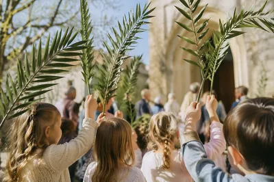 Children Waving Palms on Palm Sunday