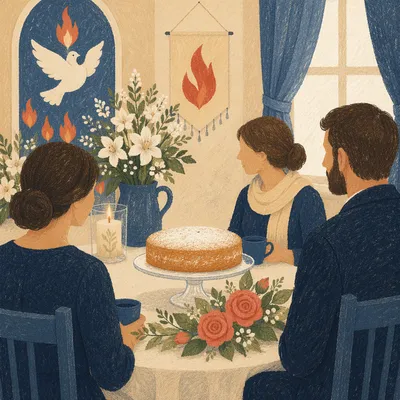Pentecost Church Birthday Cake Celebration Scene