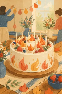 Pentecost Church Celebration Cake in Warm Light