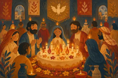 Pentecost Church Birthday Celebration Cake Scene