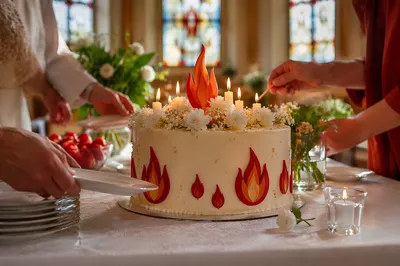 Pentecost Celebration Cake in Church Hall