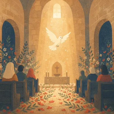 Pentecost Dove Descending in Chapel Light