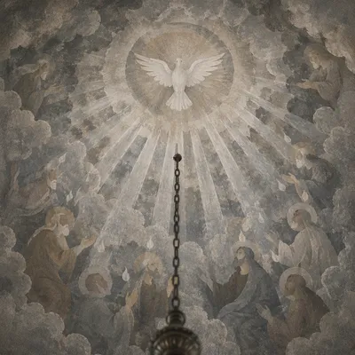 Pentecost Dove Descending in Chapel Light