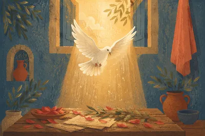 Pentecost Dove in Golden Chapel Light