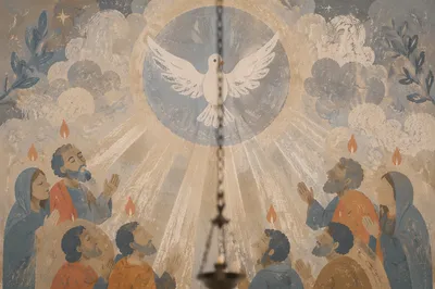 Pentecost Dove Descending in Chapel Light
