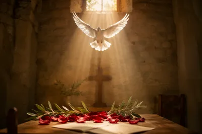 Pentecost Dove in Golden Chapel Light