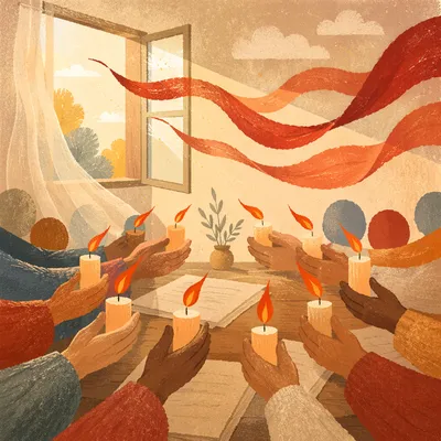 Pentecost Flames and Wind in Warm Light