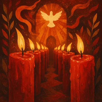Pentecost Candle Flames in Gentle Wind