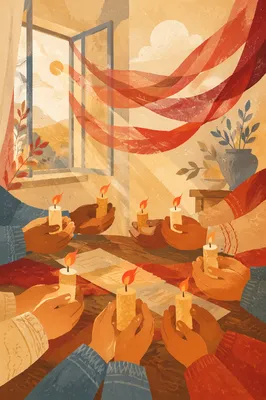 Pentecost Candle Flames in Gentle Wind