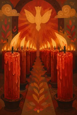 Pentecost Candle Flames in Sacred Stillness