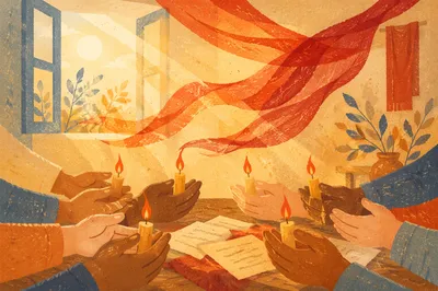 Pentecost Candle Flames in Morning Wind