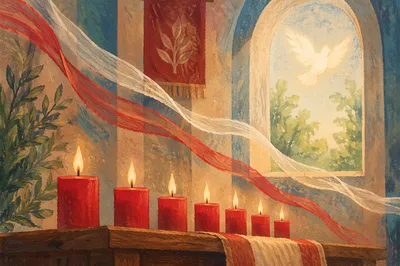 Pentecost Candles and Wind in Chapel