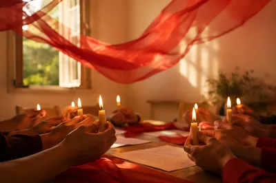 Pentecost Candle Flames in Gentle Wind