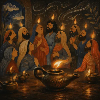 Pentecost Oil Lamps With Windblown Flames