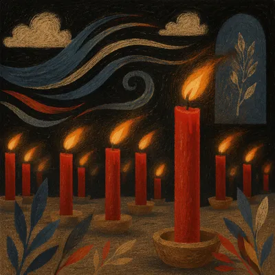 Pentecost Candle Flames in Sacred Wind