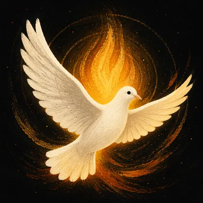 Pentecost Dove with Flames and Wind
