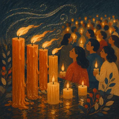 Pentecost Candle Flames in Gentle Wind